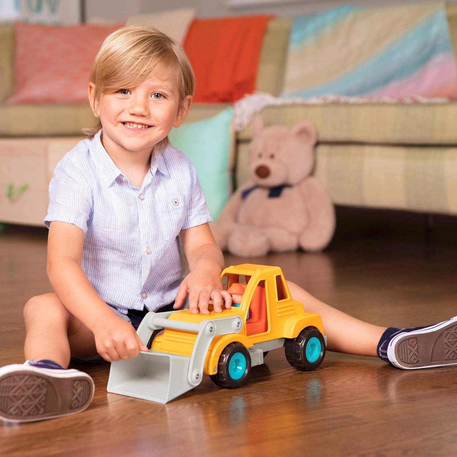 imageBattat CamionBenne Camion Benne Jouet avec conducteur Camions Classiques pour ToutPetits Jouet de Construction pour Enfants Roues en Caoutchouc Souple 18 Mois et Camion chargeur avant