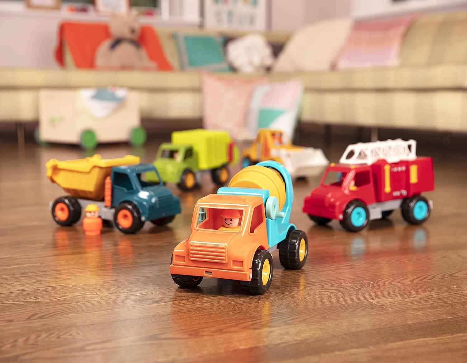 imageBattat CamionBenne Camion Benne Jouet avec conducteur Camions Classiques pour ToutPetits Jouet de Construction pour Enfants Roues en Caoutchouc Souple 18 Mois et Camion benne