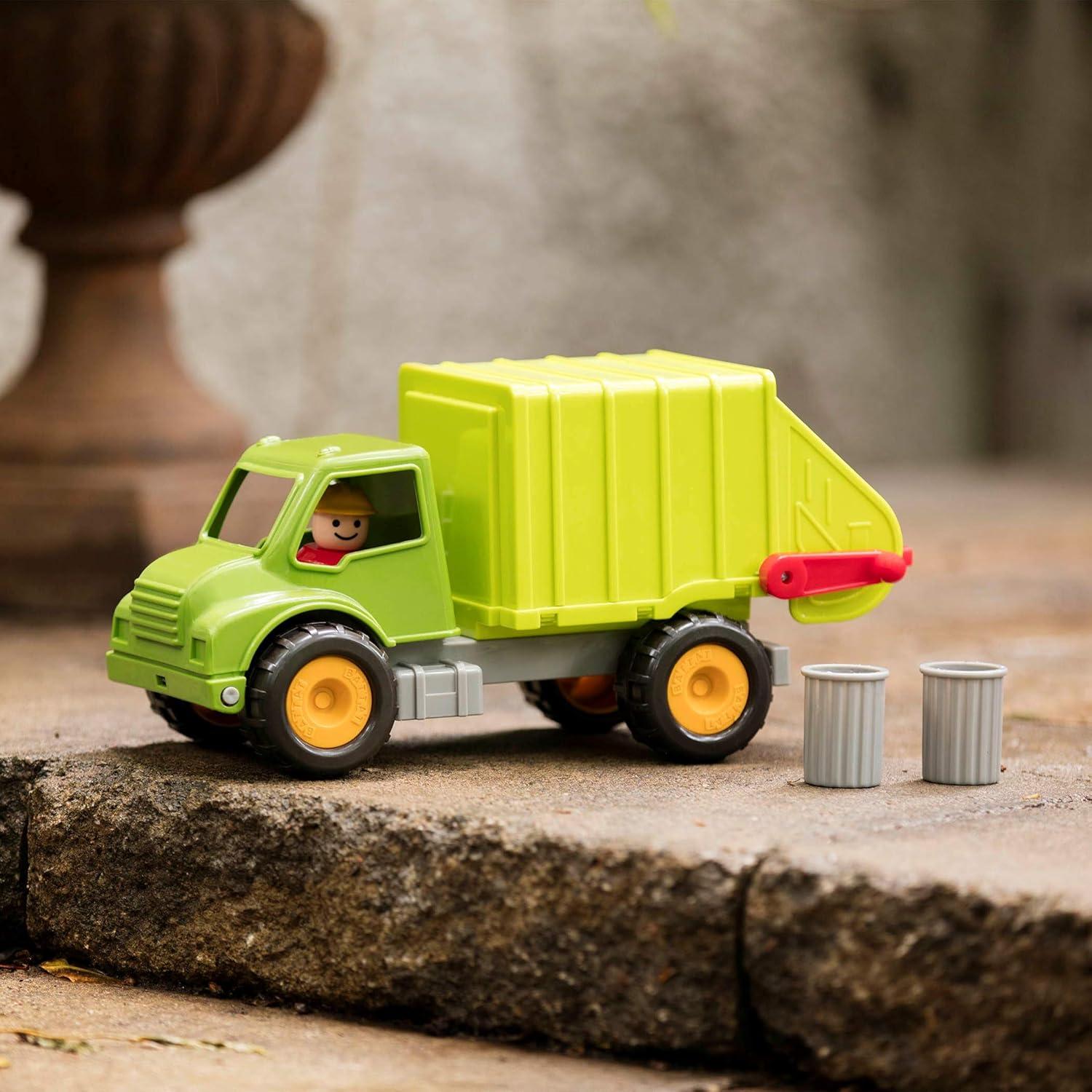 imageBattat CamionBenne Camion Benne Jouet avec conducteur Camions Classiques pour ToutPetits Jouet de Construction pour Enfants Roues en Caoutchouc Souple 18 Mois et Camion poubelle