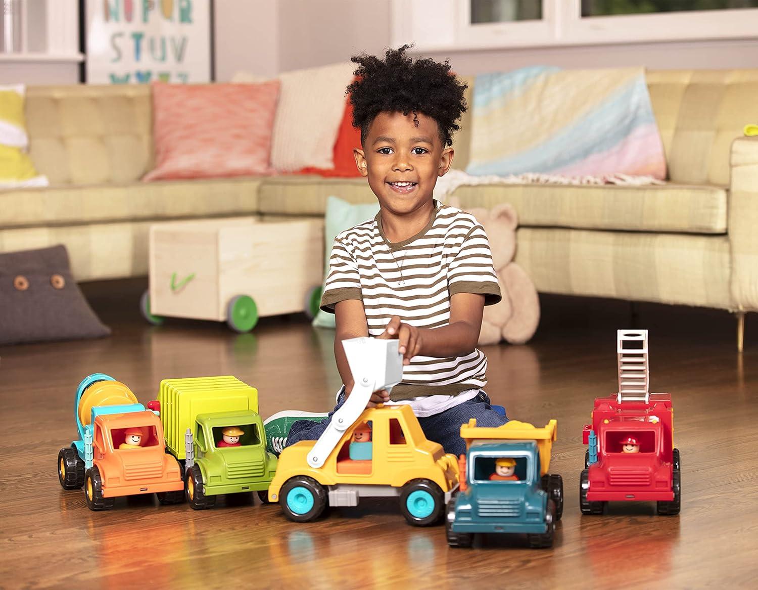 imageBattat CamionBenne Camion Benne Jouet avec conducteur Camions Classiques pour ToutPetits Jouet de Construction pour Enfants Roues en Caoutchouc Souple 18 Mois et Camion benne