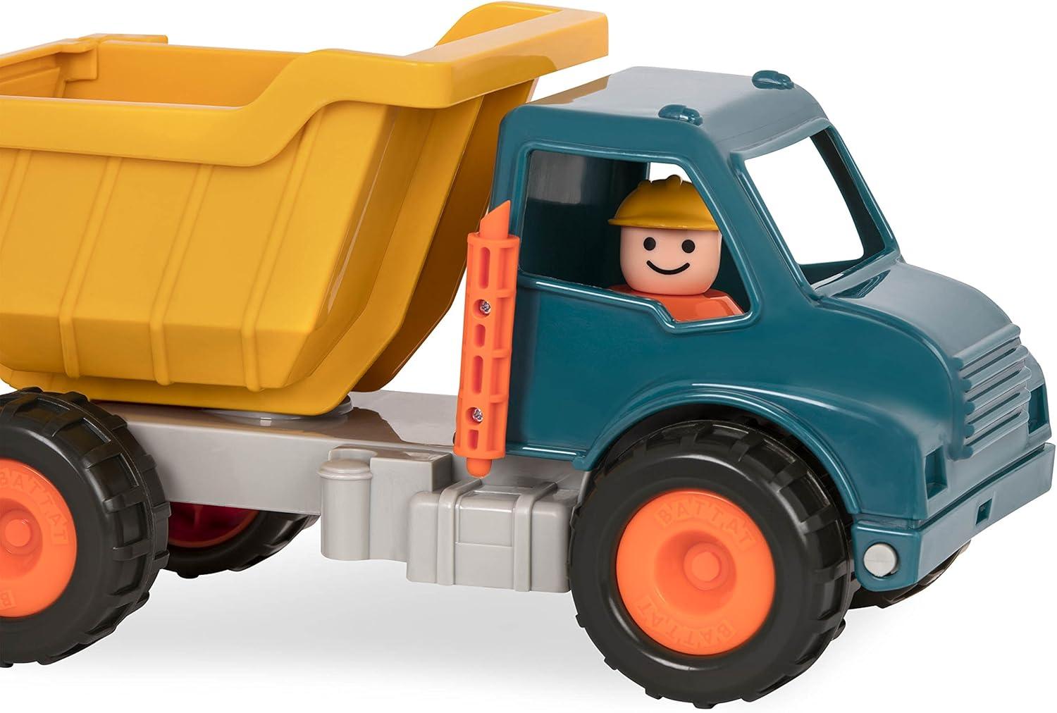 imageBattat CamionBenne Camion Benne Jouet avec conducteur Camions Classiques pour ToutPetits Jouet de Construction pour Enfants Roues en Caoutchouc Souple 18 Mois et Camion benne