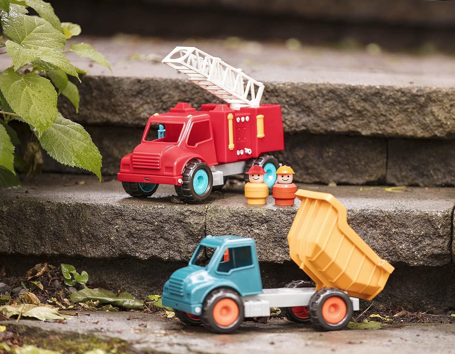 imageBattat CamionBenne Camion Benne Jouet avec conducteur Camions Classiques pour ToutPetits Jouet de Construction pour Enfants Roues en Caoutchouc Souple 18 Mois et Camion benne