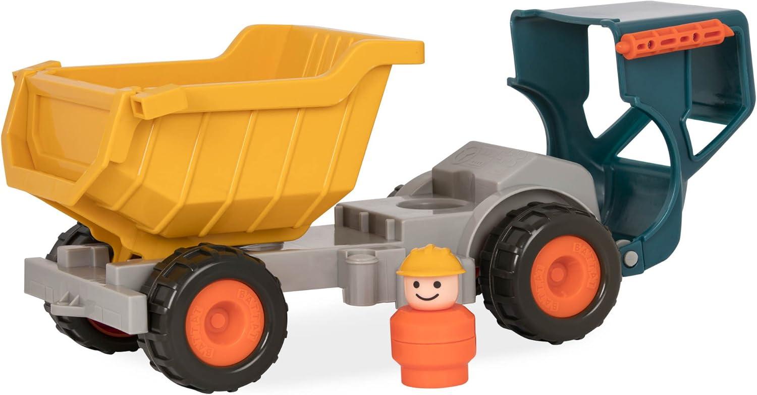 imageBattat CamionBenne Camion Benne Jouet avec conducteur Camions Classiques pour ToutPetits Jouet de Construction pour Enfants Roues en Caoutchouc Souple 18 Mois et Camion benne