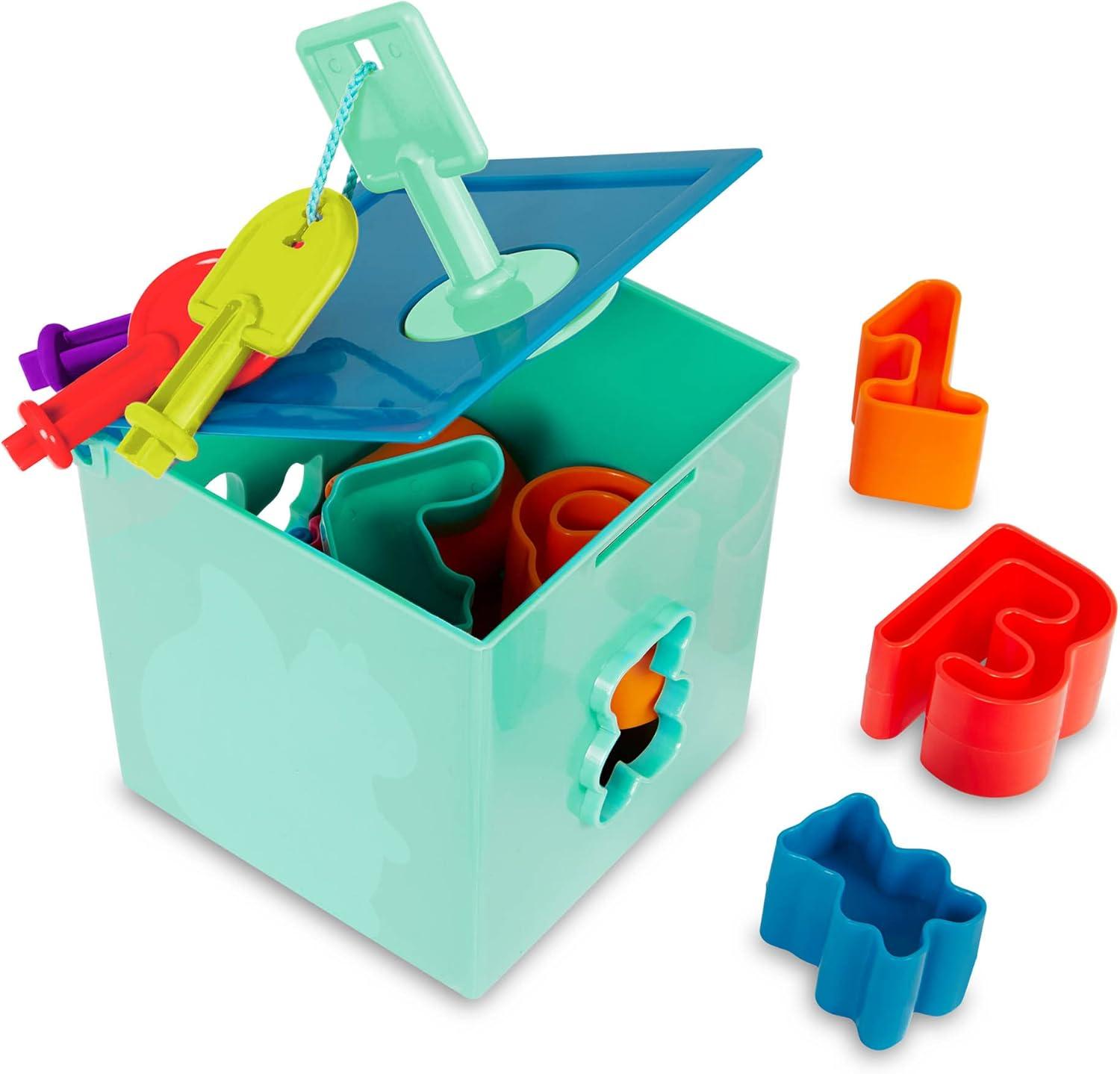 imageBattat Cubes dactivit Lock ampamp Learn Botes de tri et dempilage Cubes de Jeu embotables pour ToutPetits Cls de dextrit avec Code Couleur Chiffres Lettres et Formes 2 Ans et