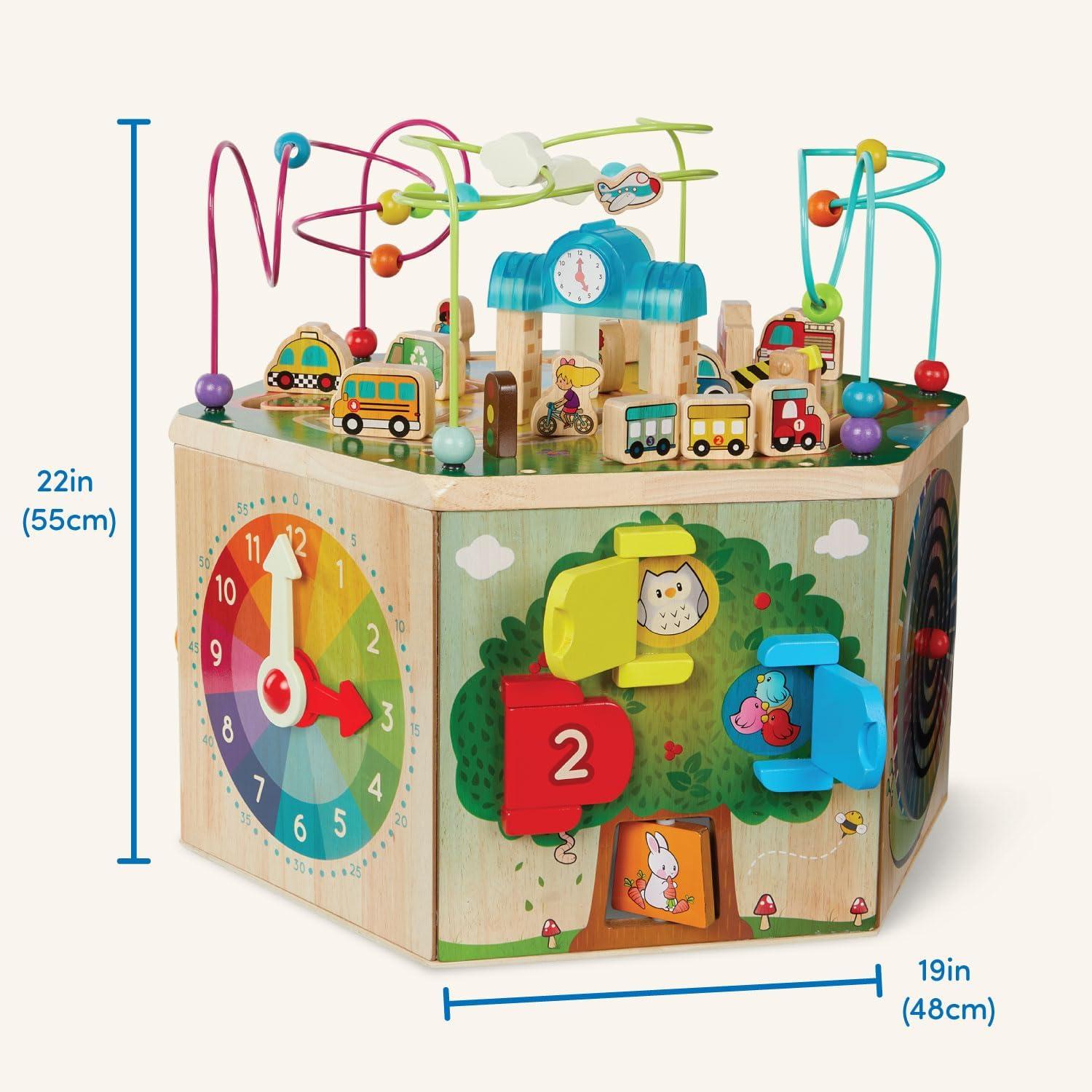 imageBattat CurioCity Cube dactivit en bois Centre dactivits sur le thme de la ville Jouet ducatif Jouet en bois pour toutpetits et enfants 12 mois et Simple