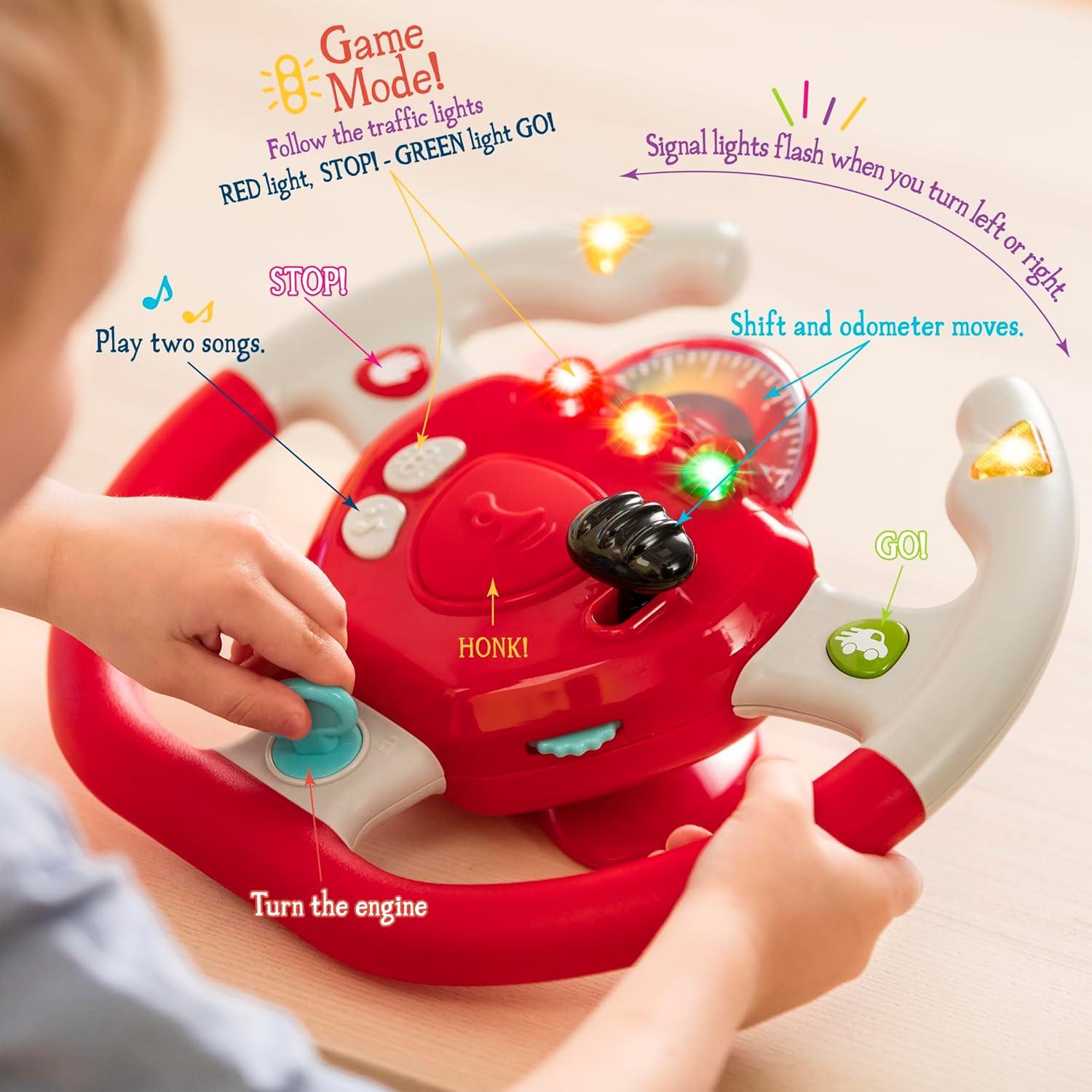 imageBattat Engrenage de direction Volant interactif Jouet portable pour voiture Jeux et chansons pour enfants Voyage des toutpetits 2 ans et Simple