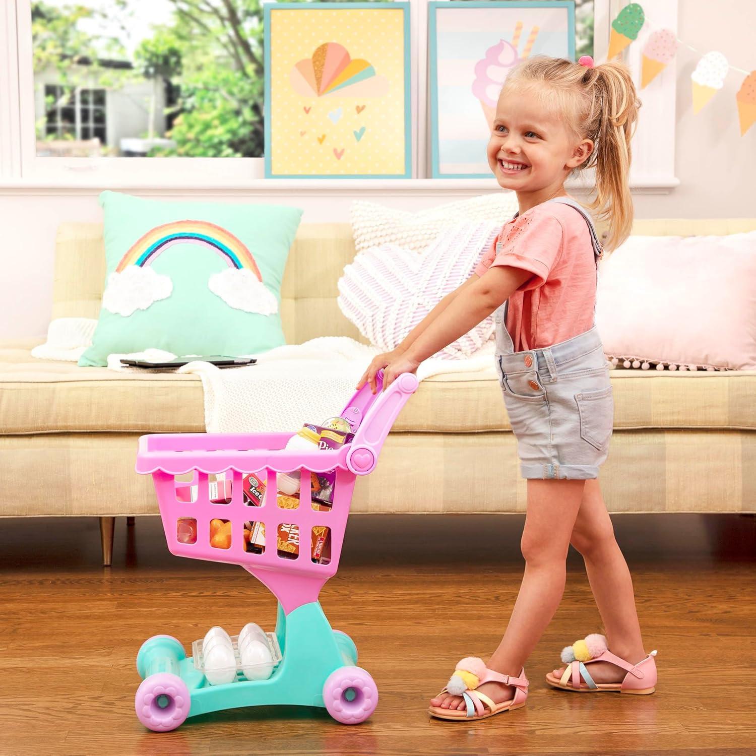 imageBattat Journe de shopping et ensemble dustensiles de cuisine Chariot de supermarch et picerie pour enfants Aliments pour jouets Jouer la cuisine Jouer faire semblant 3 ans et Ensemble chariot picerie 50 pices