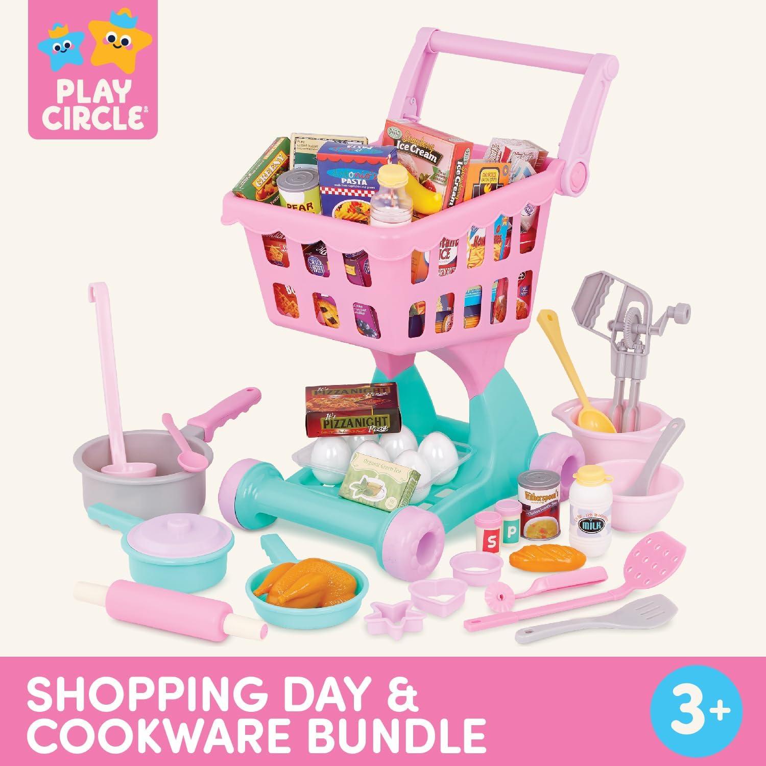 imageBattat Journe de shopping et ensemble dustensiles de cuisine Chariot de supermarch et picerie pour enfants Aliments pour jouets Jouer la cuisine Jouer faire semblant 3 ans et Ensemble chariot picerie 50 pices