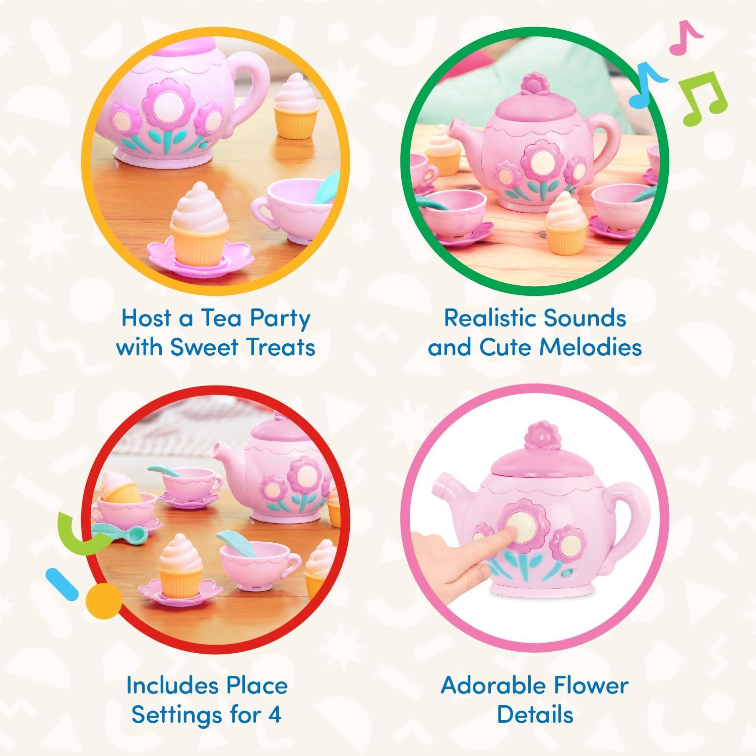 imageBattat La Dida Musical Tea Party Service th Musical Thire Tasses Petits gteaux Jeu de la fte du th Jouet dveil pour Enfants 3 Ans et Thire chantante