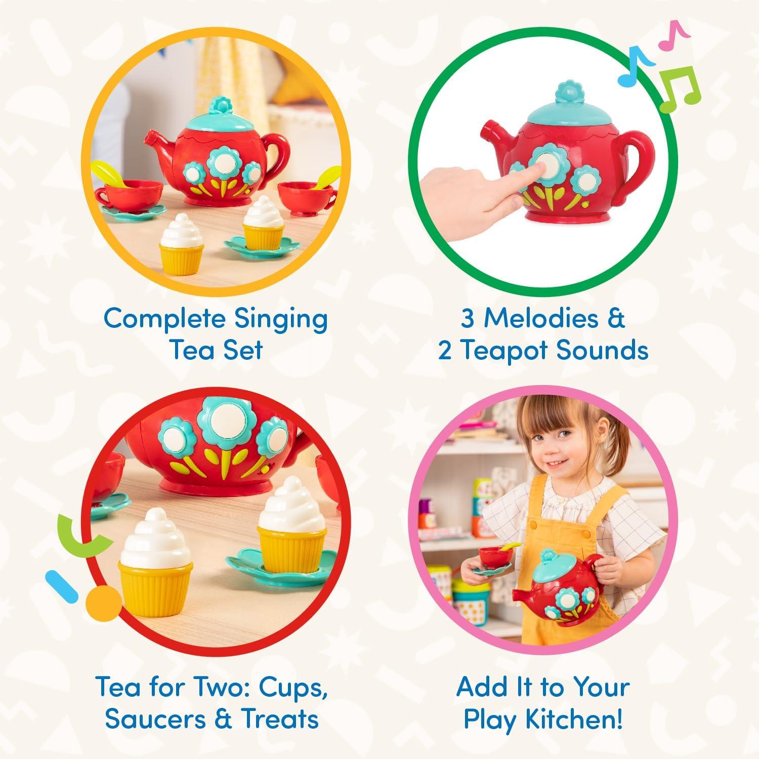 imageBattat Service th Musical Thire chantante Jouets musicaux pour Enfants Tasses th et soucoupes 3 Ans Rouge