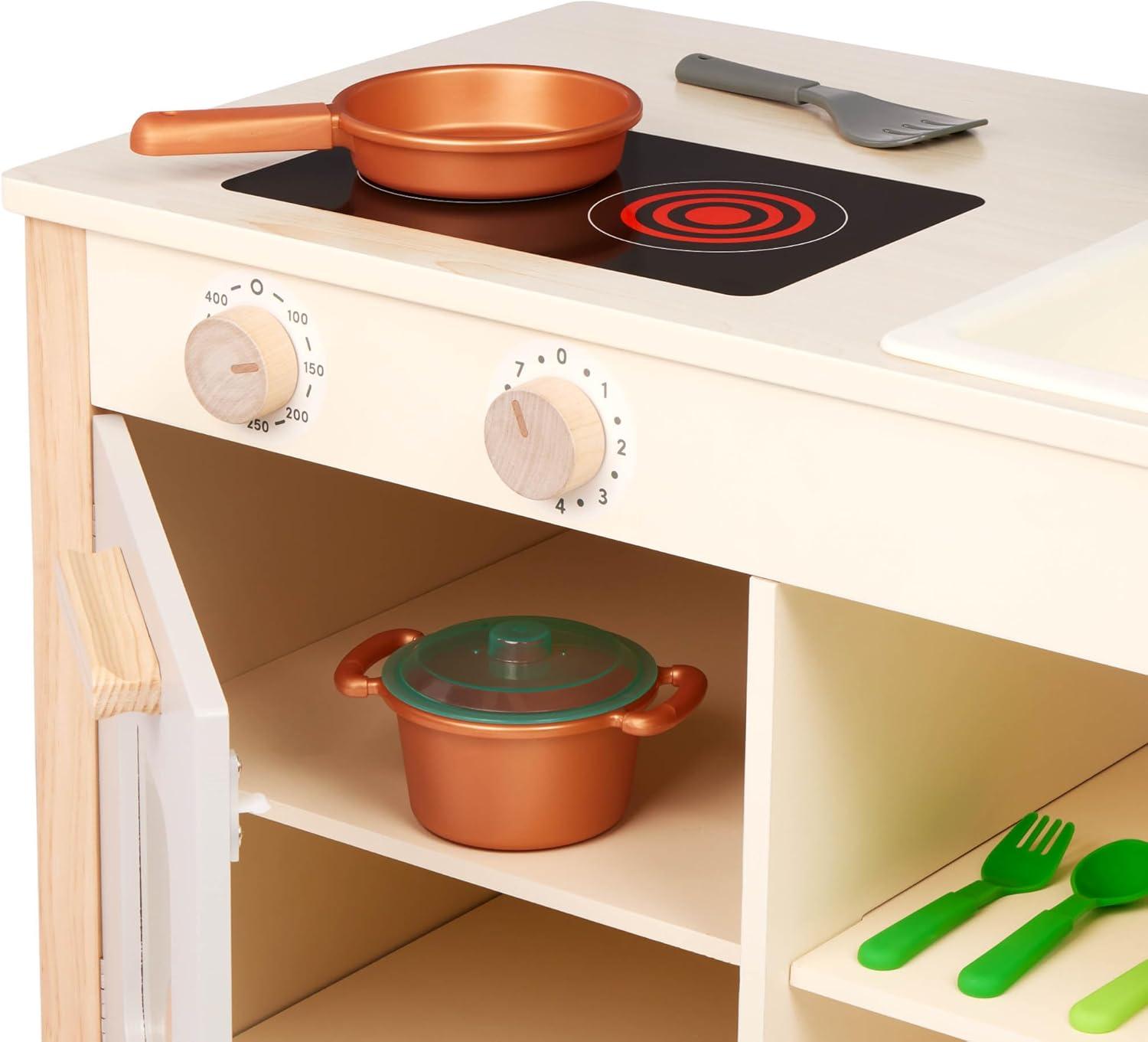imageBattat Two n One Cookin Fun Jouet Cuisine et march Taille adapte aux ToutPetits Menu et Cadrans de Four en Tableau Noir 25 Accessoires de Cuisine Jouets 2 Ans et