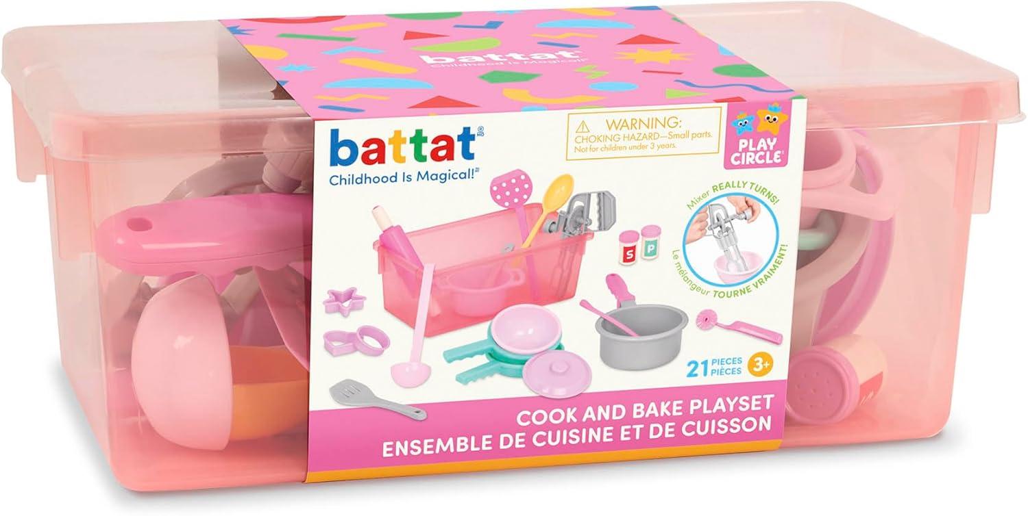 imageBattat Ustensiles de Cuisine pour Le dner de Huit Personnes Jeu de Cuisine et de ptisserie Batteur Main Rouleau ptisserie louche spatules et Encore Bac de Stockage 3 Ans et Jeu de cuisine
