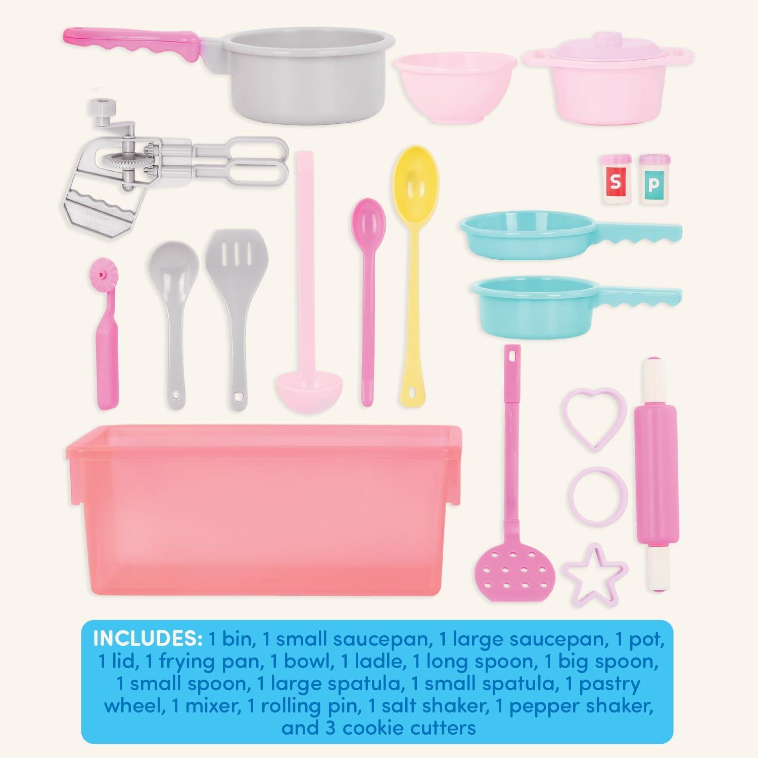 imageBattat Ustensiles de Cuisine pour Le dner de Huit Personnes Jeu de Cuisine et de ptisserie Batteur Main Rouleau ptisserie louche spatules et Encore Bac de Stockage 3 Ans et Jeu de cuisine