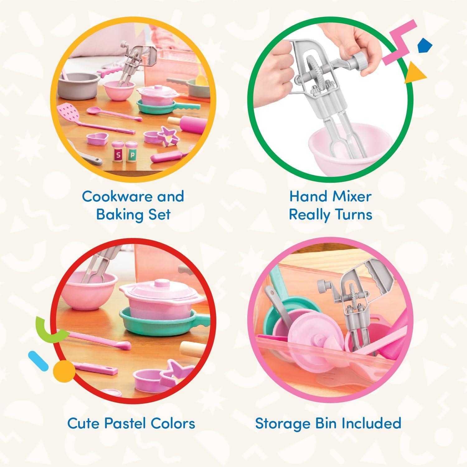 imageBattat Ustensiles de Cuisine pour Le dner de Huit Personnes Jeu de Cuisine et de ptisserie Batteur Main Rouleau ptisserie louche spatules et Encore Bac de Stockage 3 Ans et Jeu de cuisine