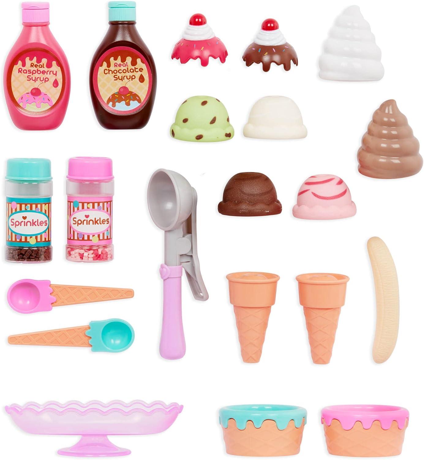 imageBattat Play Circle by Ensemble de fte danniversaire Princesse diadme de Princesse Bougies Assiettes fourchettes et gteau au Chocolat Garni de Fraises Jouets Alimentaires pour Enfants Salon de crme glace 21 pices