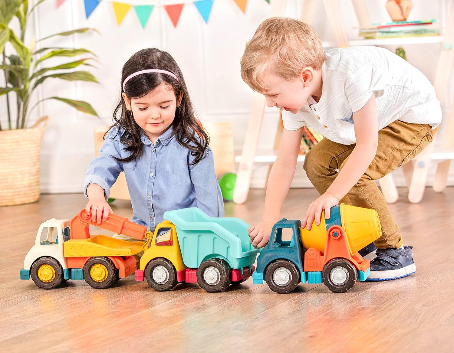 imageWonder Wheels by Battat VE1039C1Z Ensemble de 3 Camions Jouets Benne Remorque Btonnire Multicolore Ds 12 moisCamionsbennes camionsremorques camionscimentiers