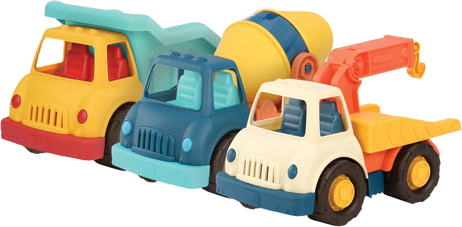 imageWonder Wheels by Battat VE1039C1Z Ensemble de 3 Camions Jouets Benne Remorque Btonnire Multicolore Ds 12 moisCamionsbennes camionsremorques camionscimentiers