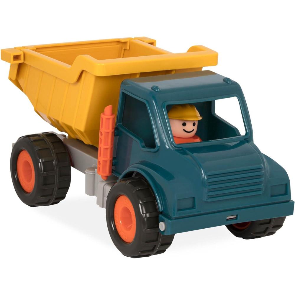 imageBattat CamionBenne Camion Benne Jouet avec conducteur Camions Classiques pour ToutPetits Jouet de Construction pour Enfants Roues en Caoutchouc Souple 18 Mois et Camion benne