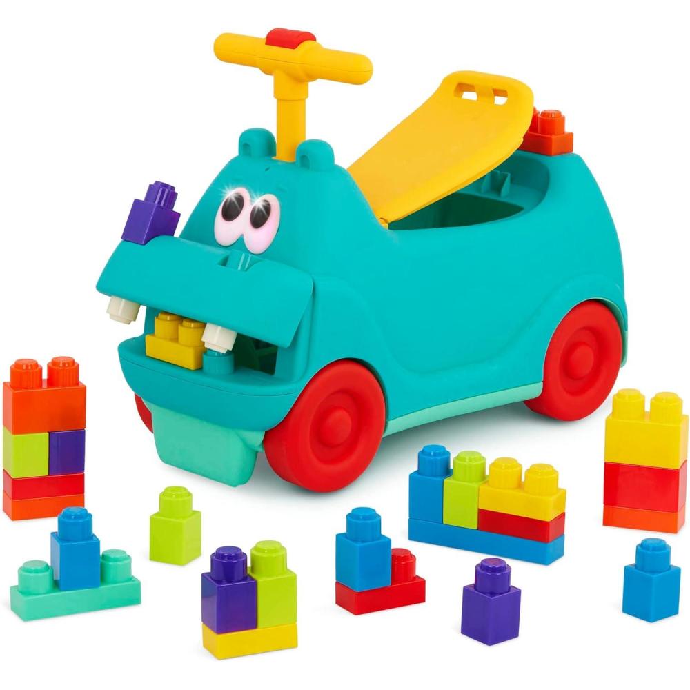 imageBattat  Hippopotame  chevaucher avec des Blocs  Scooter STIM  26 Briques de Construction  Lumires et Sons  Sige de Rangement  12 Mois et
