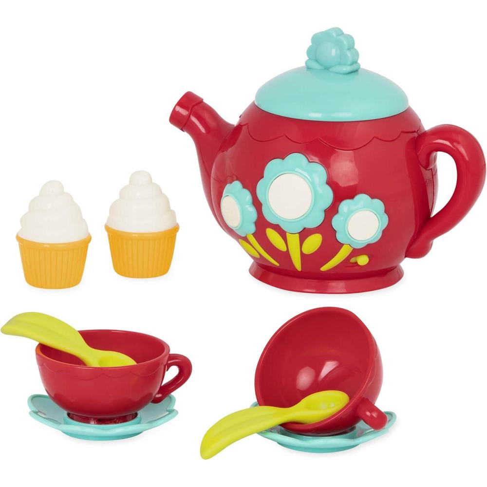 imageBattat Service th Musical Thire chantante Jouets musicaux pour Enfants Tasses th et soucoupes 3 Ans Rouge