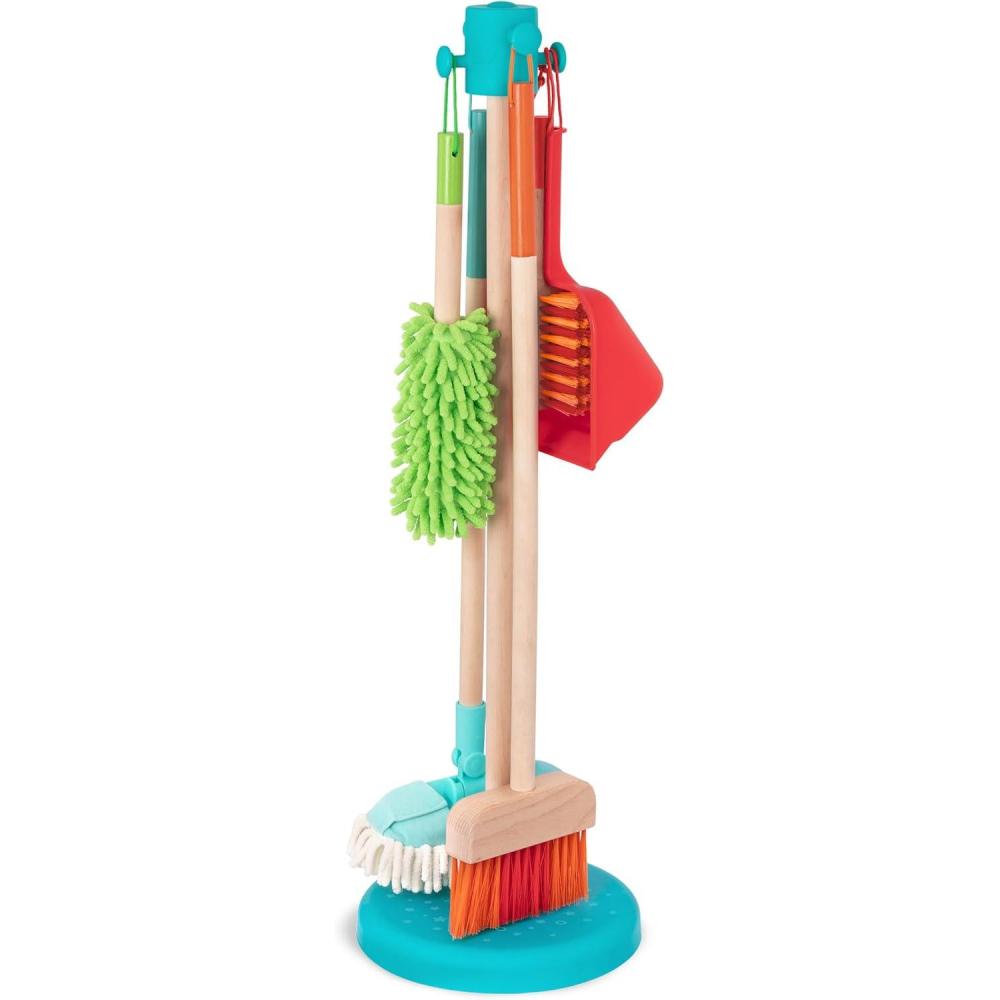 imageBattat Sweep n Clean Kit de Jeu Nettoyage pour Enfants Jouets de Nettoyage pour Les Enfants Balai serpillire Brosse Pelle poussire plumeau 2 Ans PlusEnsemble de nettoyage en bois