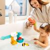 Battat – Barre de bain Rain & Shine – Barre de jouets pour le bain de bébé – 6 pièces amovibles et 2 ventouses – Jouet à empiler et à trier – 12 mois et +(Barre de bain)