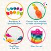 Battat – Barre de bain Rain & Shine – Barre de jouets pour le bain de bébé – 6 pièces amovibles et 2 ventouses – Jouet à empiler et à trier – 12 mois et +(Empiler les bateaux)