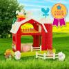 Battat – Jeu du petit fermier – Jeu d&rsquo;animaux de la ferme – Animaux, clôtures, agriculteurs, tracteurs, remorques, etc. – 18 mois et +(Grange rouge musicale)