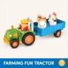 Battat – Jeu du petit fermier – Jeu d&rsquo;animaux de la ferme – Animaux, clôtures, agriculteurs, tracteurs, remorques, etc. – 18 mois et +(Tracteur musical avec animaux)