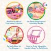 Battat – Journée de shopping et ensemble d&rsquo;ustensiles de cuisine – Chariot de supermarché et épicerie pour enfants – Aliments pour jouets – Jouer à la cuisine – Jouer à faire semblant – 3 ans et +(Ensemble chariot + épicerie – 50 pièces)