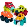 Battat – Mini Monster Trucks – Voitures-Jouets – Lot de 6 et Sac de Rangement – Camions colorés pour Tout-Petits – Facile à Nettoyer – 2 Ans et +