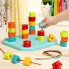 Battat – Trier et empiler – Trieur à emboîtement – Jeu de seaux empilables 19 pièces – 10 tasses et 8 formes – Jouet éducatif et de dextérité – 18 mois et +(Tableau à pattes)