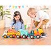 Wonder Wheels by Battat VE1039C1Z Ensemble de 3 Camions Jouets : Benne – Remorque – Bétonnière – Multicolore – Dès 12 mois(Camions-bennes  camions-remorques  camions-cimentiers)