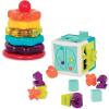 Battat – Cube trieur de formes – Formes, chiffres et lettres – Cube d&rsquo;activités de tri pour tout-petits – Jouet de dextérité – Labyrinthe de perles – 2 ans et +(Anneaux à empiler + Cube trieur de formes)