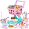 Battat – Journée de shopping et ensemble d&rsquo;ustensiles de cuisine – Chariot de supermarché et épicerie pour enfants – Aliments pour jouets – Jouer à la cuisine – Jouer à faire semblant – 3 ans et +(Ensemble chariot + épicerie – 50 pièces)