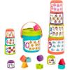 Battat – Trier et empiler – Trieur à emboîtement – Jeu de seaux empilables 19 pièces – 10 tasses et 8 formes – Jouet éducatif et de dextérité – 18 mois et +(Seaux de tri)