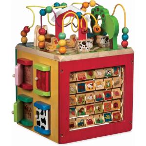 Battat – Centre d&rsquo;activités en bois sur le thème de la ferme – Cube d&rsquo;activité en bois – Centre d&rsquo;activités sur le thème de la ferme – Jouet éducatif – 1 an et +(Cube d&rsquo;activités)