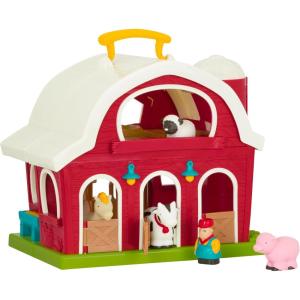 Battat – Jeu du petit fermier – Jeu d&rsquo;animaux de la ferme – Animaux, clôtures, agriculteurs, tracteurs, remorques, etc. – 18 mois et +(Grange rouge Classique)