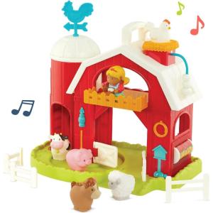Battat – Jeu du petit fermier – Jeu d&rsquo;animaux de la ferme – Animaux, clôtures, agriculteurs, tracteurs, remorques, etc. – 18 mois et +(Grange rouge musicale)