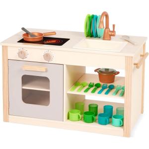 Battat – Two n&rsquo; One Cookin&rsquo; Fun – Jouet Cuisine et marché – Taille adaptée aux Tout-Petits – Menu et Cadrans de Four en Tableau Noir – 25 Accessoires de Cuisine Jouets – 2 Ans et +