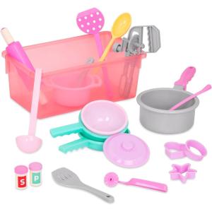 Battat – Ustensiles de Cuisine pour Le dîner de Huit Personnes – Jeu de Cuisine et de pâtisserie – Batteur à Main, Rouleau à pâtisserie, louche, spatules et + Encore – Bac de Stockage – 3 Ans et +(Jeu de cuisine)