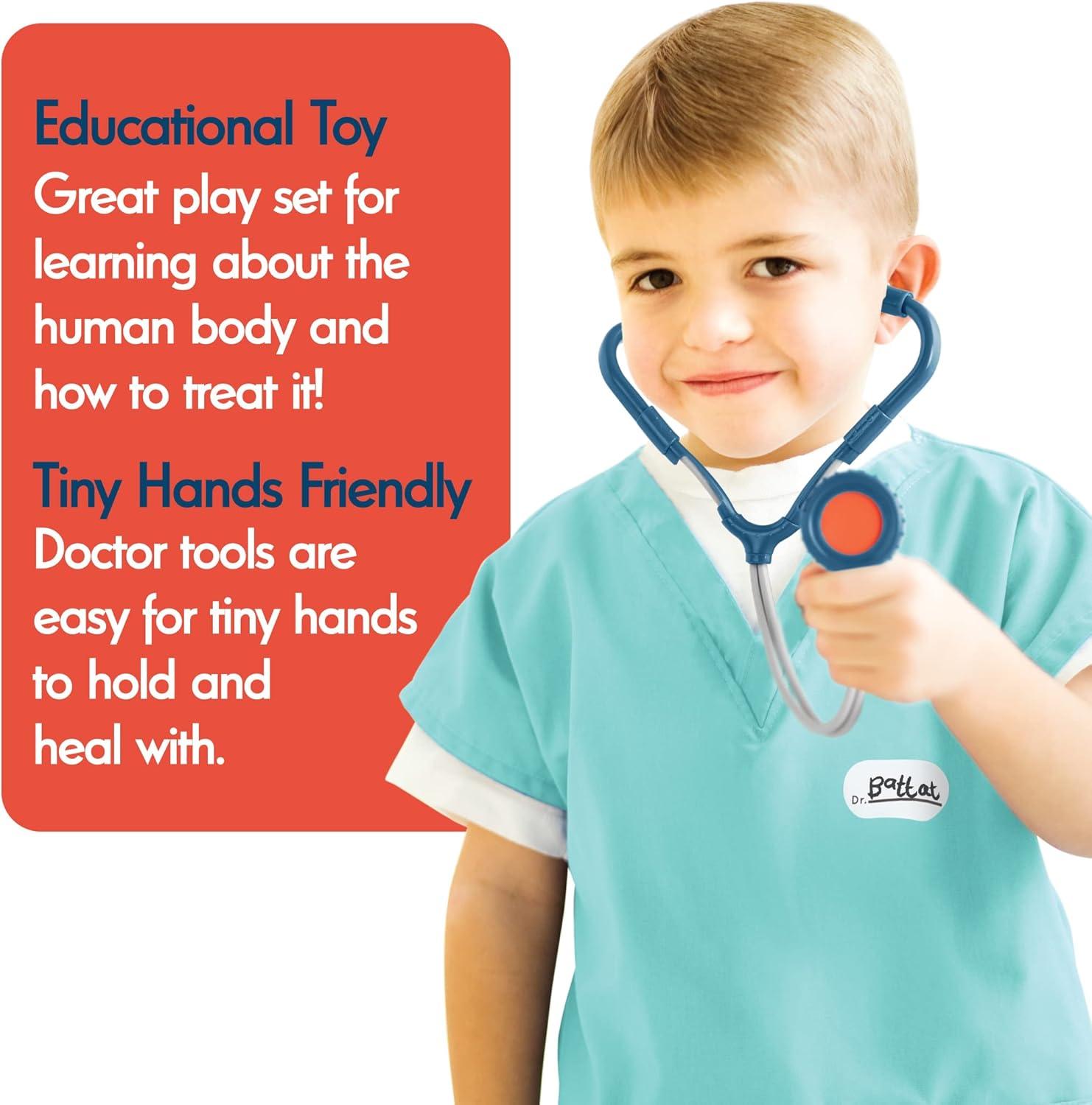 imageBattat Kit du petit docteur Kit de mdecin pour enfants Jeu de docteur avec costume pour enfants 11 Outils mdicaux avec masque et gant de toilette 3 ans et
