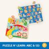 Battat – Puzzles en Bois – ABC & 123 – Casse-tête en Bois – Puzzles pour Tout-Petits et Enfants – Jouet éducatif – 2 Ans et +(Alphabète et chiffres)