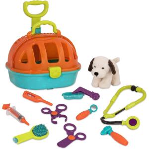 Battat – Pup & Go Vet Carrier – Porte-bébé à roulettes – Jouet en Peluche pour Chien – Jeu de l&rsquo;hôpital pour Animaux – Kit vétérinaire pour Tout-Petits et Enfants – 2 Ans et +
